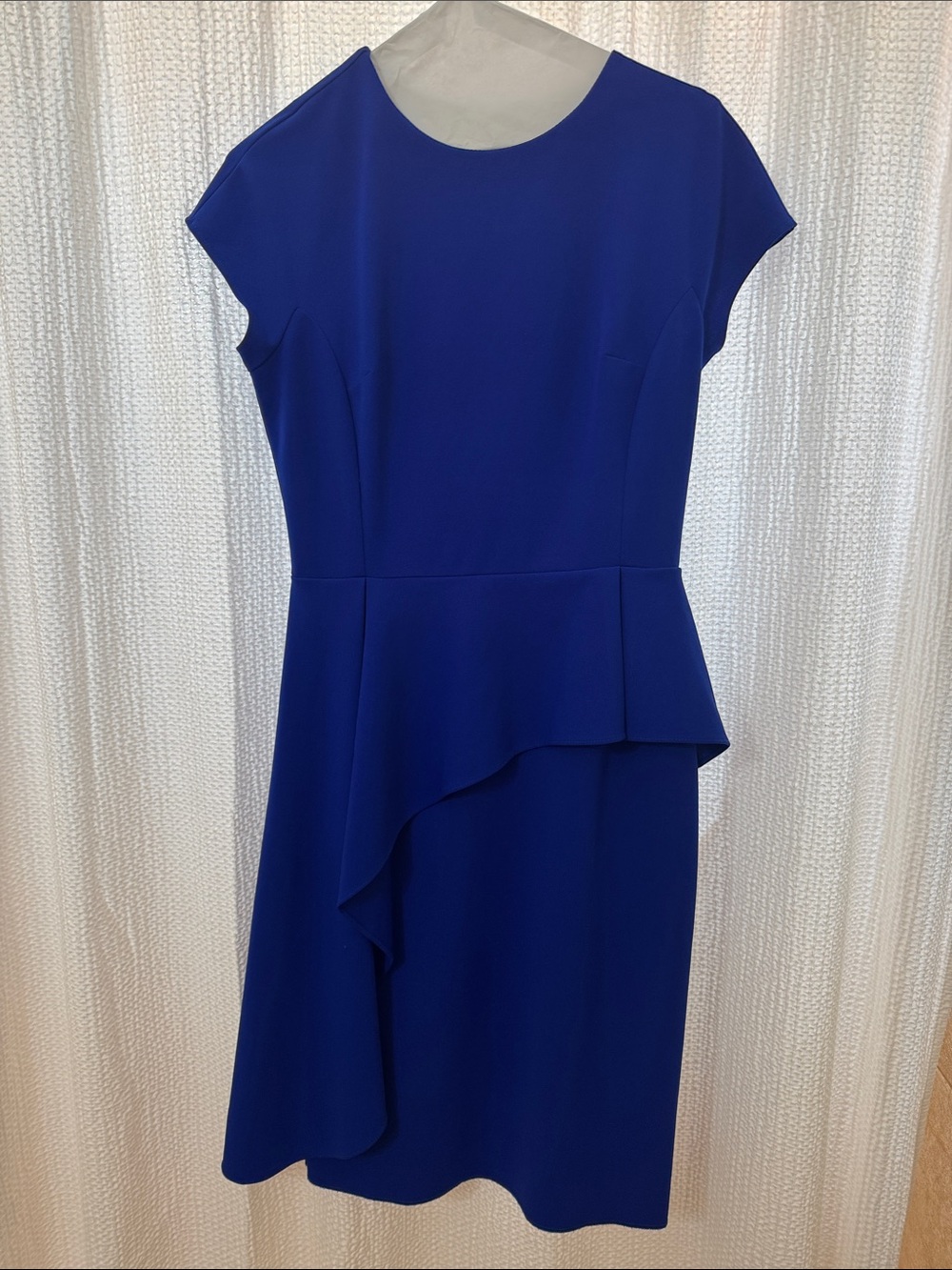 Joseph Ribkoff Royal Blue Asymmetric Peplum Midi Dress